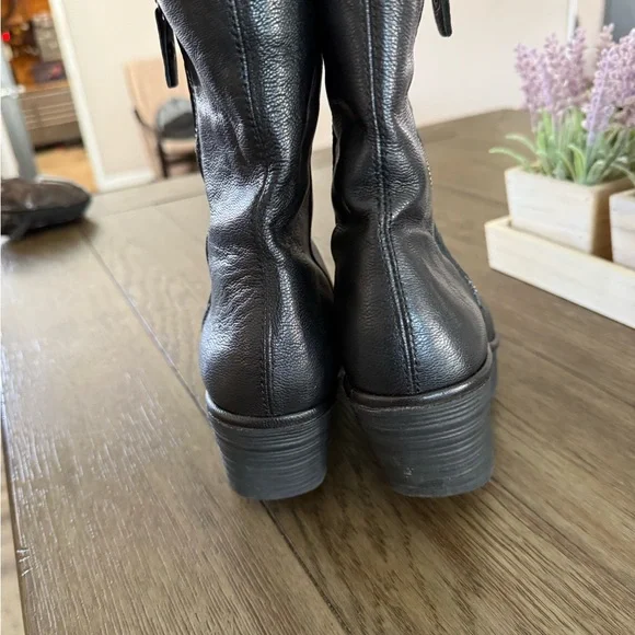 Fly London Black Leather Wedge Boots - Picture 4 of 13